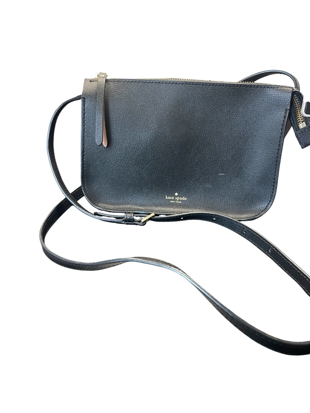 Authenticated Kate Spade New York Black Leather Crossbody Bag